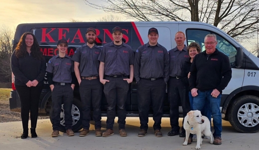 Photo of Kearns Mechanical team standing in front of a Kearns Mechanical Truck
